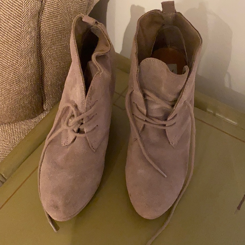 Dolce Vita brown suede tie wedged booties